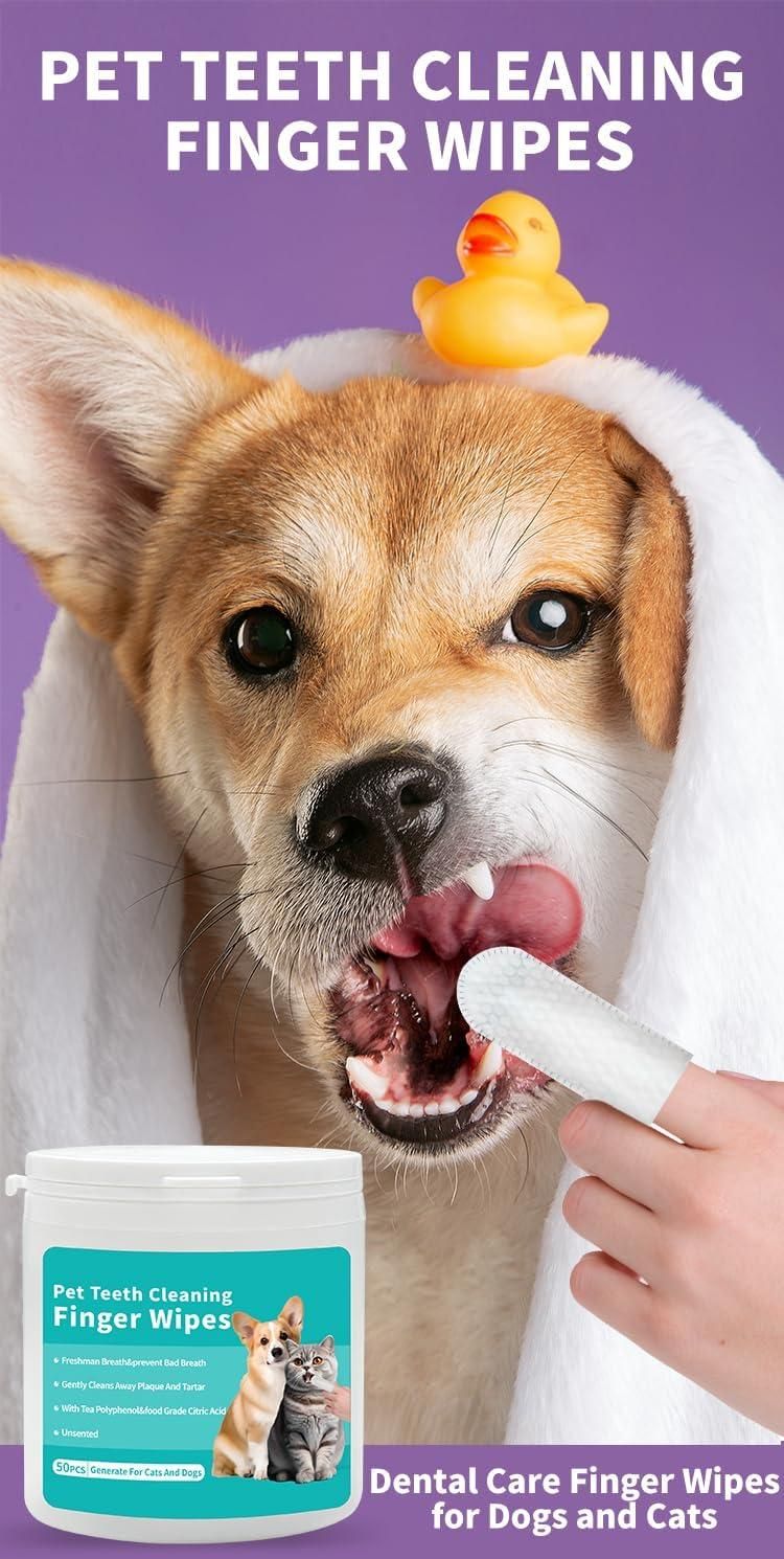 Disposable Dental Finger Wipes For Pets - 50 wipes