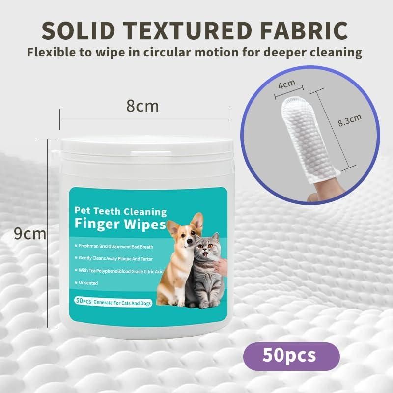 Disposable Dental Finger Wipes For Pets - 50 wipes